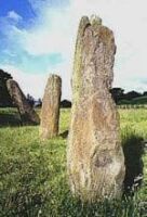 The Harolds Stones, Trellech, looking towards the South-west and the midwinter sunset (10 KB)